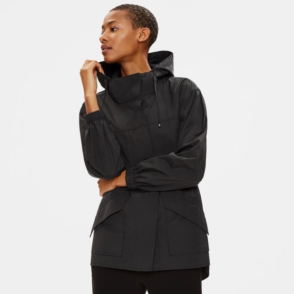 Eileen Fisher Light Weight Stand Collar Long Windbreaker Coat Charcoal Size XS - Picture 1 of 10